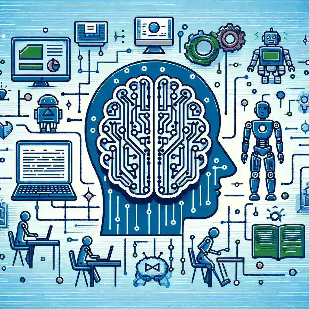 "An infographic illustrating the impact of artificial intelligence on online education, showcasing key benefits such as personalized learning, adaptive assessments, and improved student engagement in AI-powered learning environments."