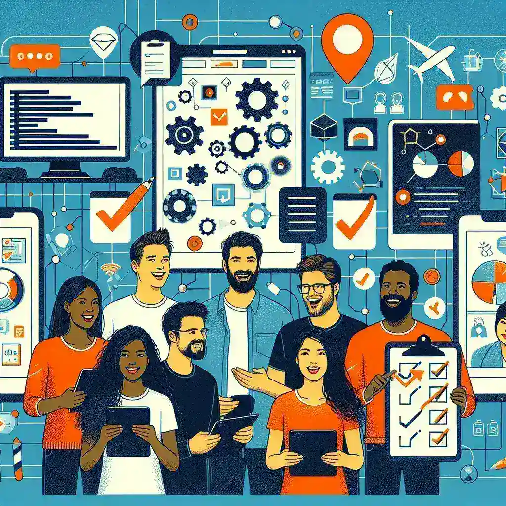 "Visual representation of essential tools for managing feature rollouts and experimentation, showcasing a streamlined workflow for modern development teams, with icons of analytics, project management, and user feedback integration."